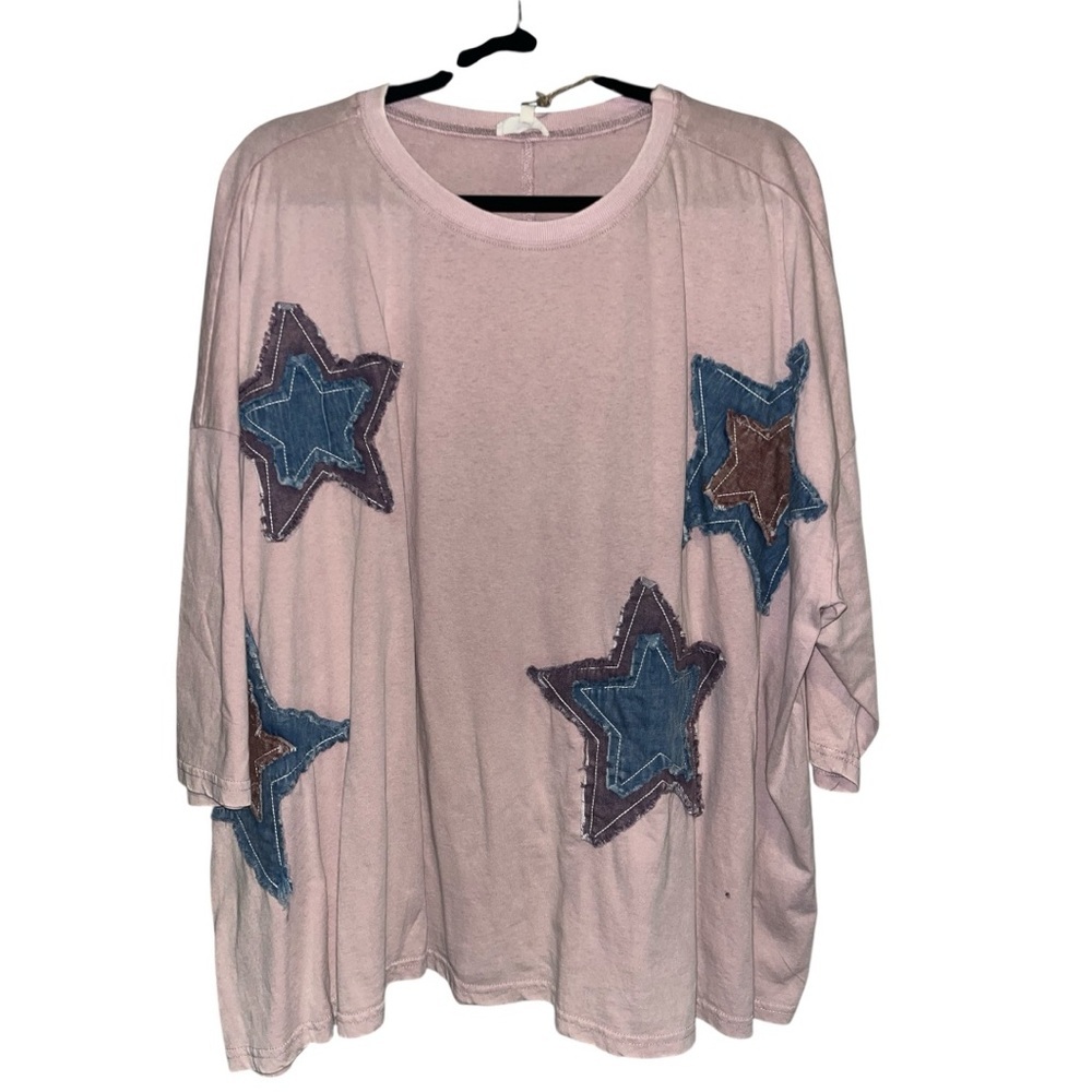Easel Pink Star Embellished Long Sleeve Top - Picture 2 of 6